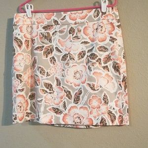 Orange Brown White Loft Size 12P Skirt NWT